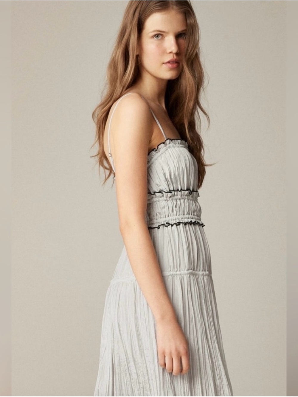 NWT J Crew Crinkle Ruffle Trim Dress - Picture 3 of 11